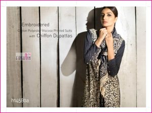 Khaadi Embroidered Cotton Polyester Printed Suits With Shafoon Dupattas 2014-15-01